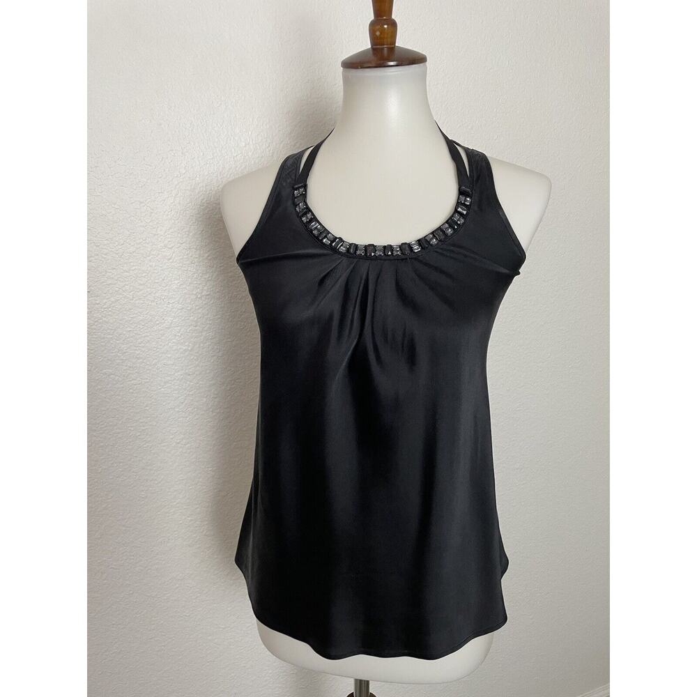 Club Monaco Halter Tank Top Jeweled Ribbon Necktline Racerback Whimsigoth